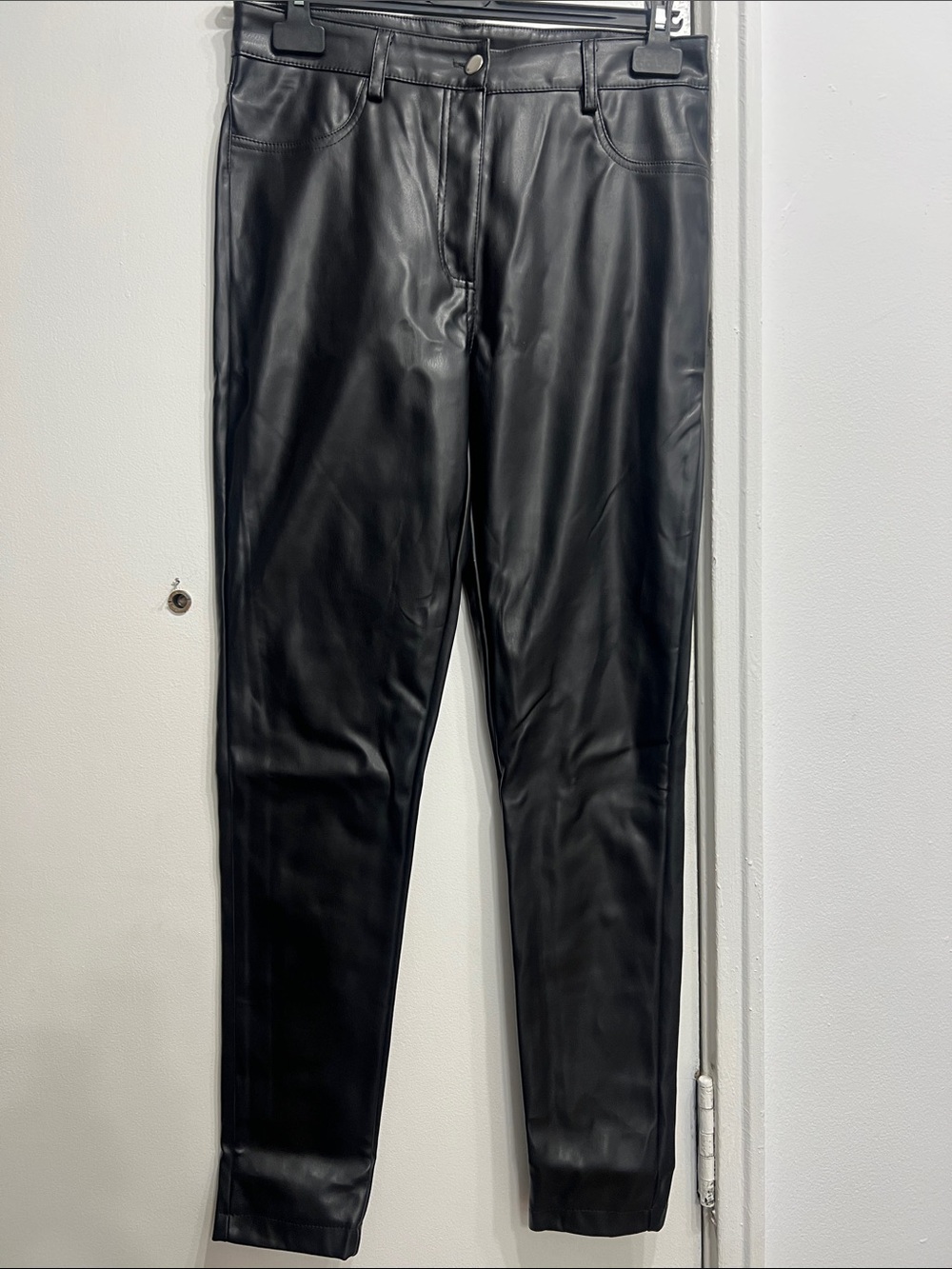 Forever 21 Black Faux Leather Pants - Straight Fit
